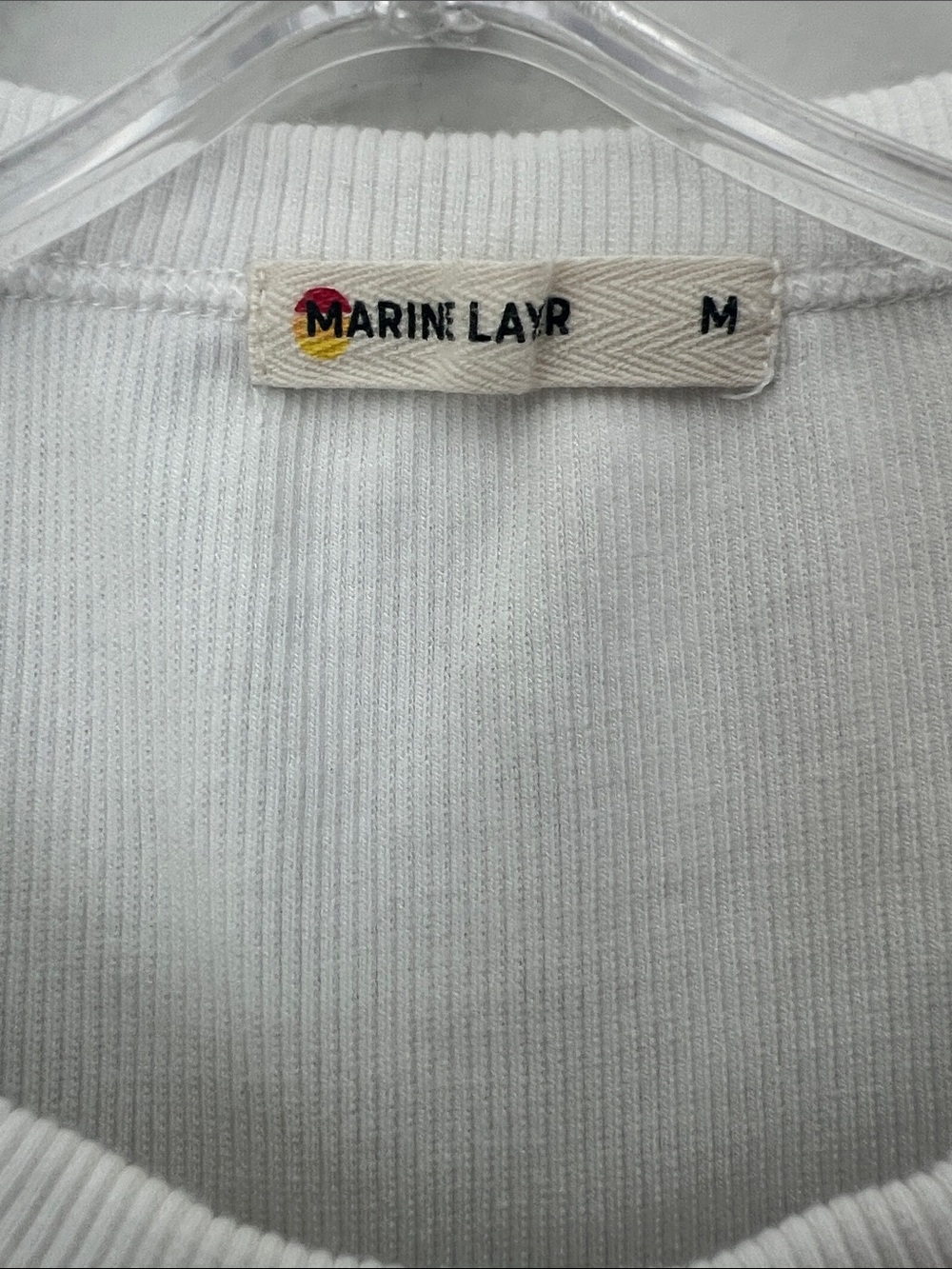 Marine Layer White Ribbed Crew Tee - Picture 2 of 3
